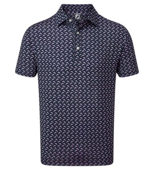 Picture of FootJoy Men's Leaping Dolphins Print Lisle Golf Polo Shirt