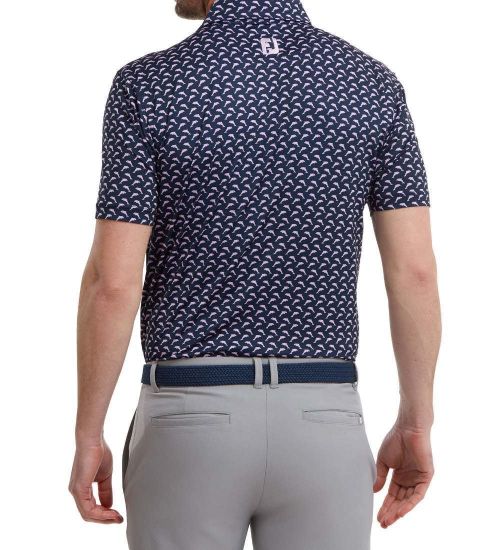 Picture of FootJoy Men's Leaping Dolphins Print Lisle Golf Polo Shirt