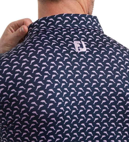 Picture of FootJoy Men's Leaping Dolphins Print Lisle Golf Polo Shirt