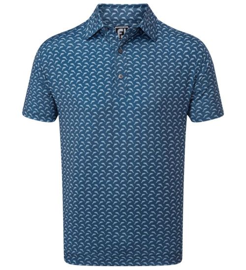Picture of FootJoy Men's Leaping Dolphins Print Lisle Golf Polo Shirt