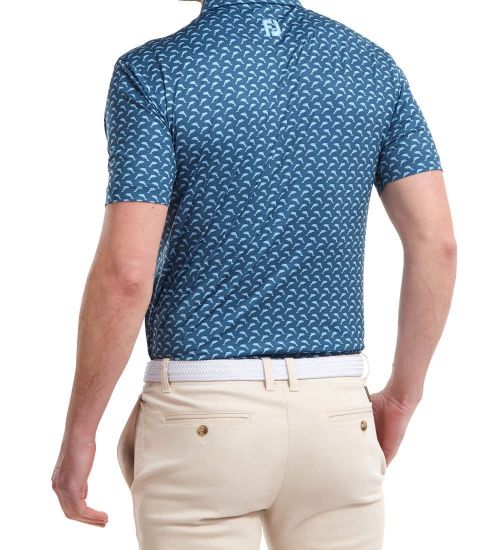 Picture of FootJoy Men's Leaping Dolphins Print Lisle Golf Polo Shirt