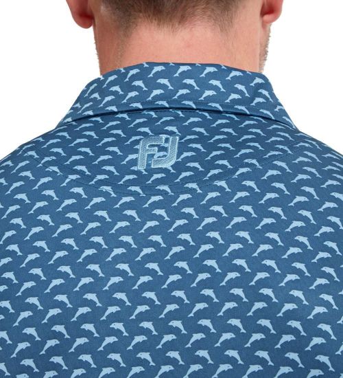 Picture of FootJoy Men's Leaping Dolphins Print Lisle Golf Polo Shirt