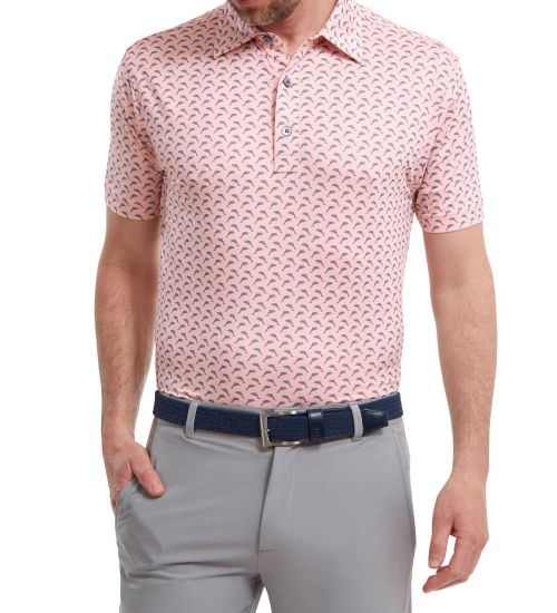 Picture of FootJoy Men's Leaping Dolphins Print Lisle Golf Polo Shirt