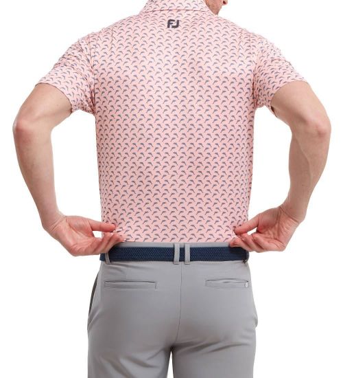 Picture of FootJoy Men's Leaping Dolphins Print Lisle Golf Polo Shirt