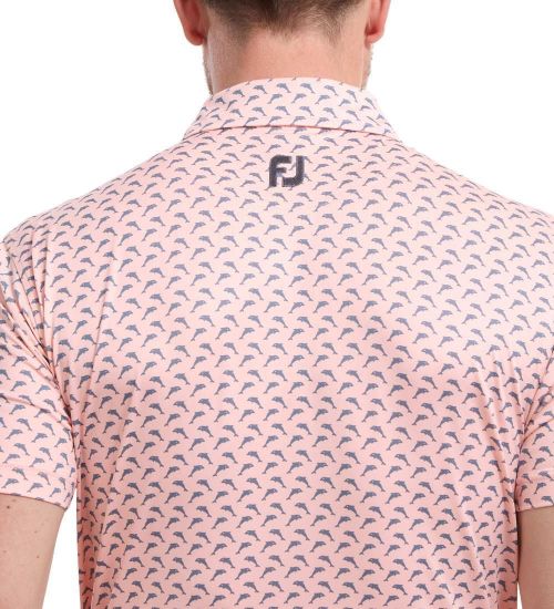 Picture of FootJoy Men's Leaping Dolphins Print Lisle Golf Polo Shirt