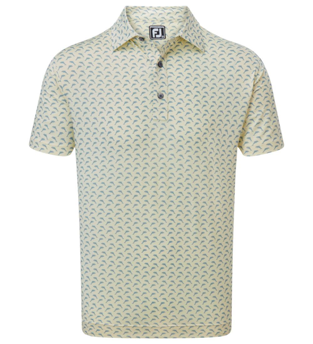 FootJoy Men's Leaping Dolphins Print Lisle Golf Polo Shirt