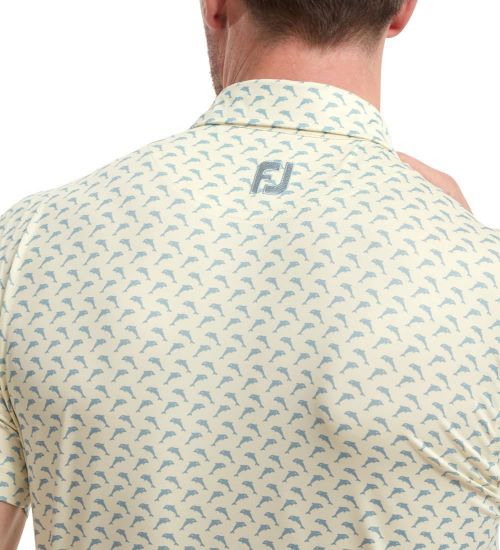 Picture of FootJoy Men's Leaping Dolphins Print Lisle Golf Polo Shirt