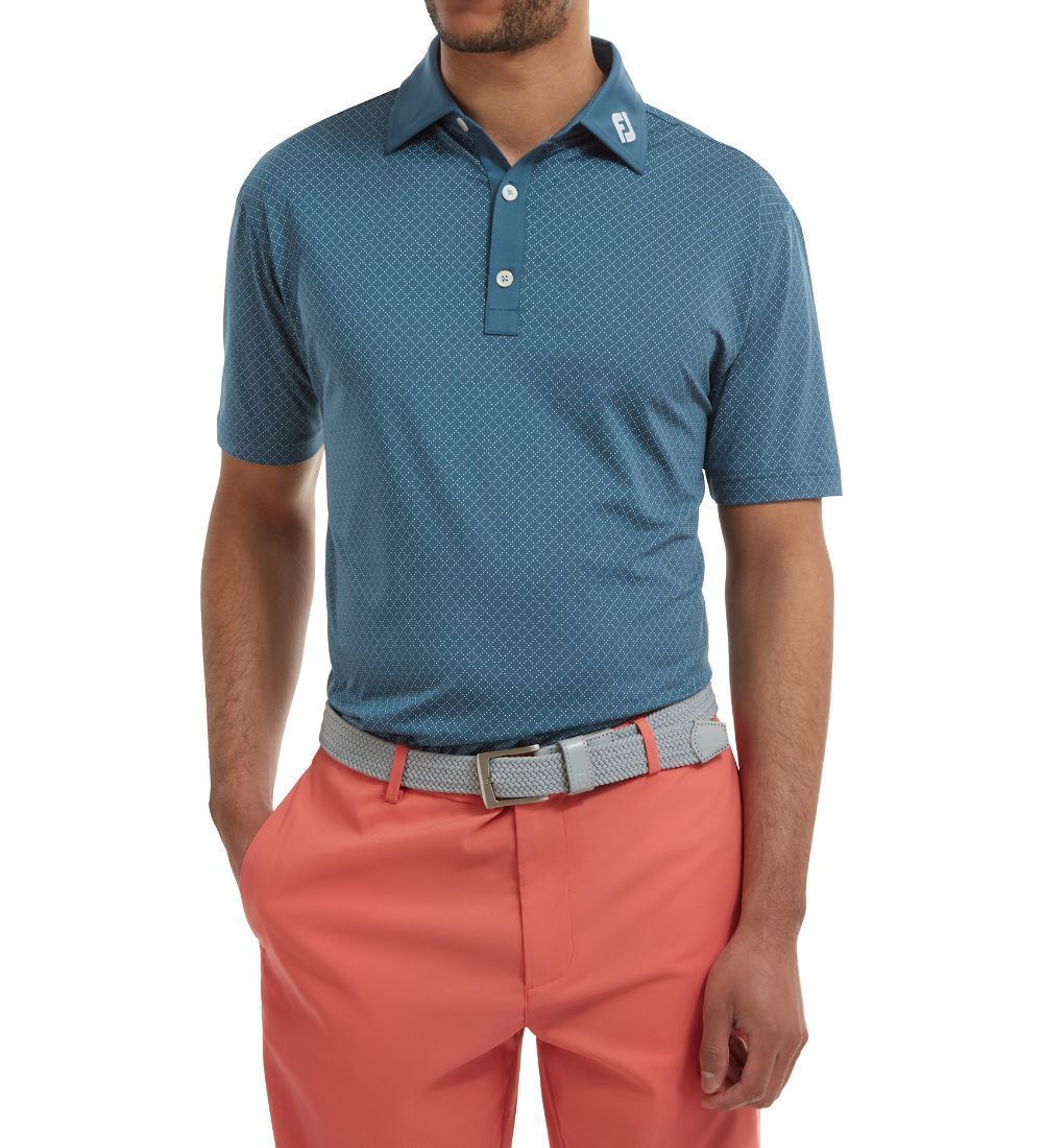 FootJoy Men's Diamond Dot Print Lisle Golf Polo Shirt