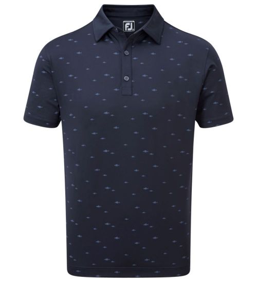 Picture of FootJoy Men's School of Fish Print Lisle Golf Polo Shirt