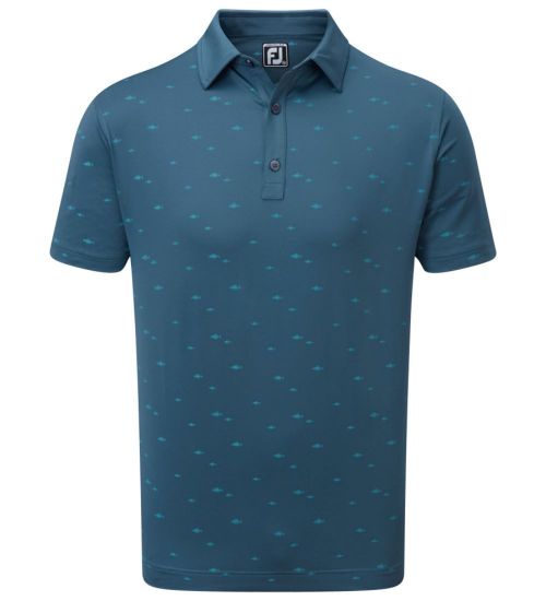 Picture of FootJoy Men's School of Fish Print Lisle Golf Polo Shirt