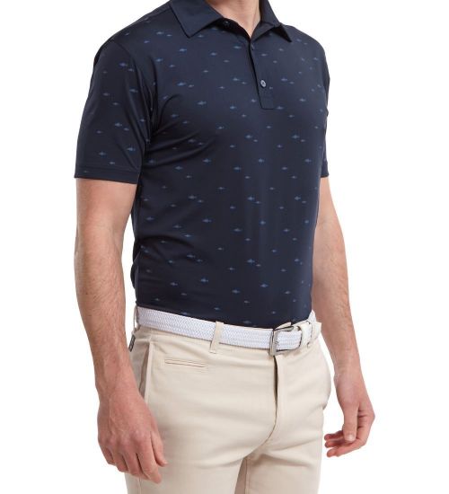 Picture of FootJoy Men's School of Fish Print Lisle Golf Polo Shirt