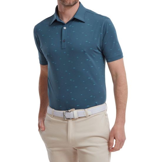 Picture of FootJoy Men's School of Fish Print Lisle Golf Polo Shirt