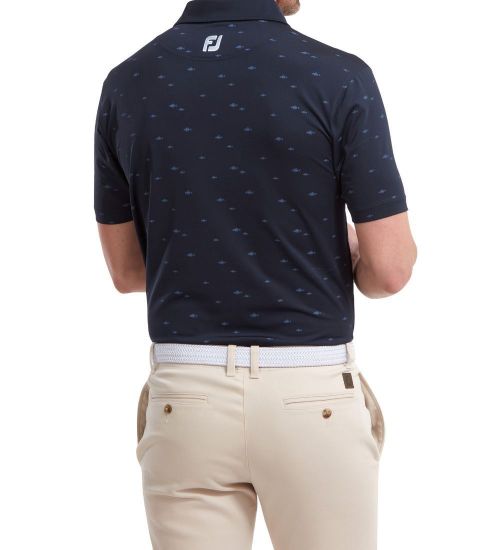 Picture of FootJoy Men's School of Fish Print Lisle Golf Polo Shirt
