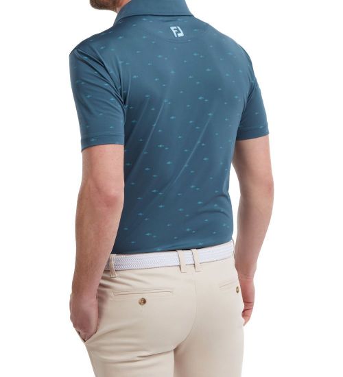 Picture of FootJoy Men's School of Fish Print Lisle Golf Polo Shirt