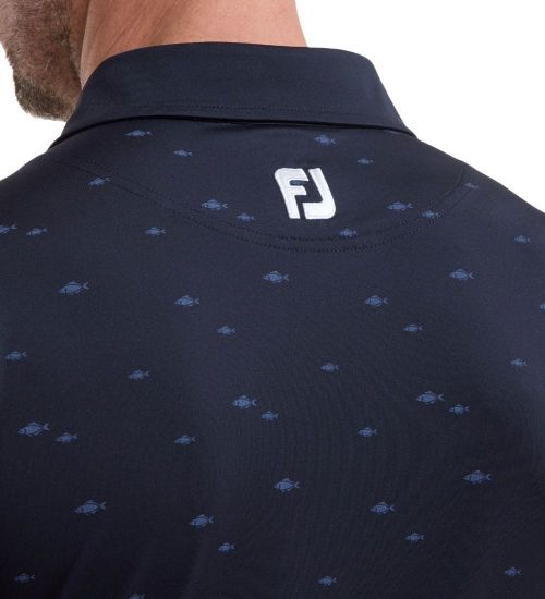 Picture of FootJoy Men's School of Fish Print Lisle Golf Polo Shirt