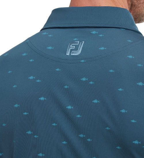 Picture of FootJoy Men's School of Fish Print Lisle Golf Polo Shirt
