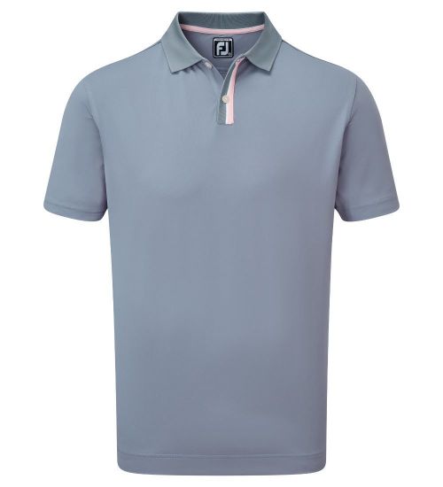 Picture of FootJoy Men's Solid Stripe Placket Pique Golf Polo Shirt