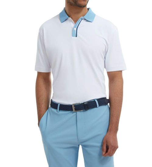 Picture of FootJoy Men's Solid Stripe Placket Pique Golf Polo Shirt