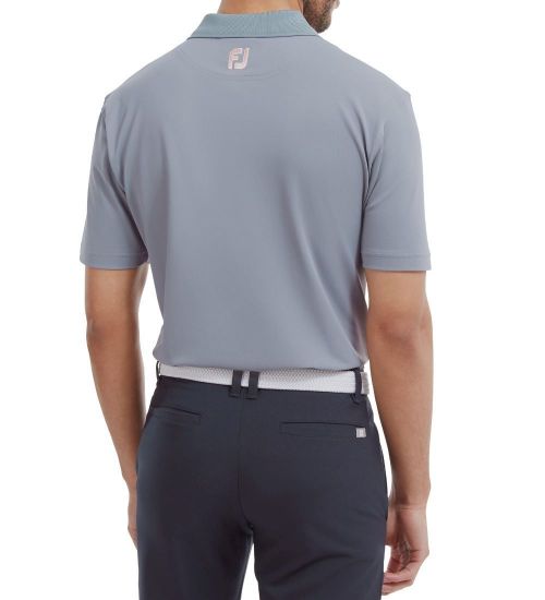 Picture of FootJoy Men's Solid Stripe Placket Pique Golf Polo Shirt