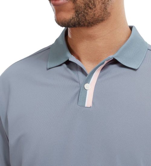 Picture of FootJoy Men's Solid Stripe Placket Pique Golf Polo Shirt