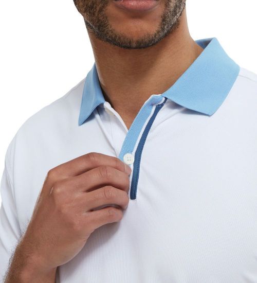 Picture of FootJoy Men's Solid Stripe Placket Pique Golf Polo Shirt