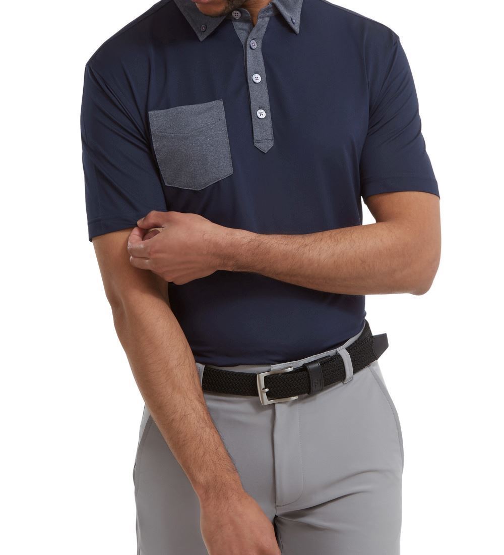 FootJoy Men's Tonal Trim Lisle Golf Polo Shirt