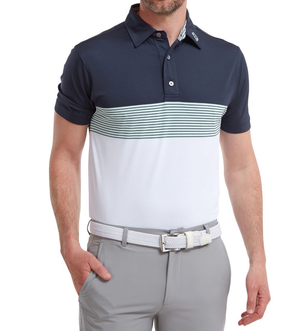 FootJoy Men's Colour Block Pique Golf Polo Shirt