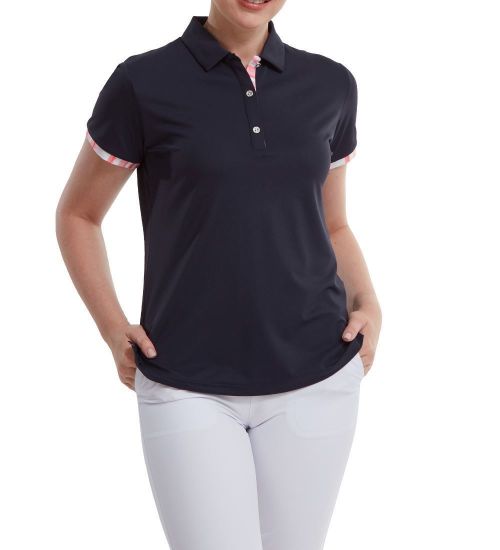 Picture of FootJoy Ladies Watercolour Trim Pique Golf Polo Shirt