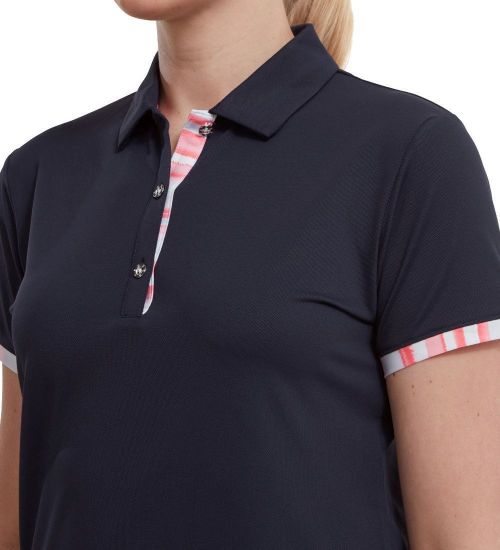 Picture of FootJoy Ladies Watercolour Trim Pique Golf Polo Shirt