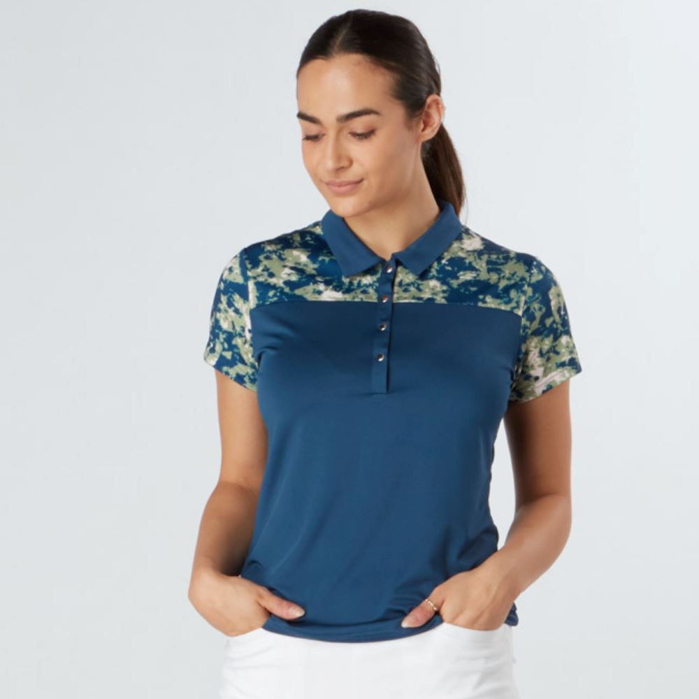 Swing Out Sister Bridgette Cap Sleeve Golf Polo Shirt - Atlantic Blue