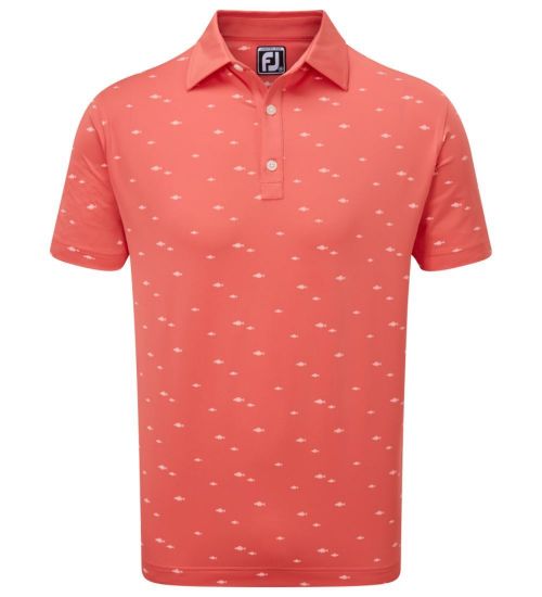 Picture of FootJoy Men's School of Fish Print Lisle Golf Polo Shirt