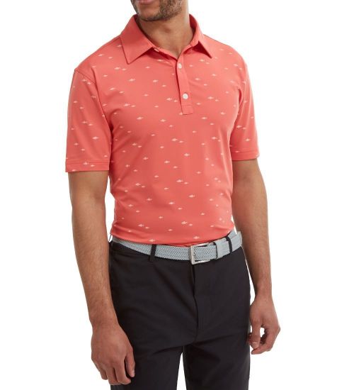 Picture of FootJoy Men's School of Fish Print Lisle Golf Polo Shirt