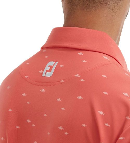 Picture of FootJoy Men's School of Fish Print Lisle Golf Polo Shirt