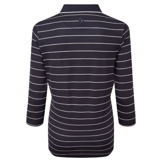 Picture of FootJoy Ladies 3/4 Sleeve Pinstripe Pique Golf Polo Shirt