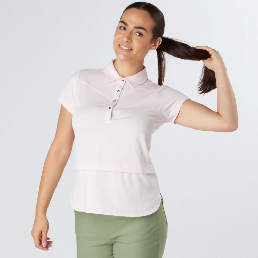 Swing Out Sister Amelie Cap Sleeve Golf Polo Shirt - Cherry Blossom