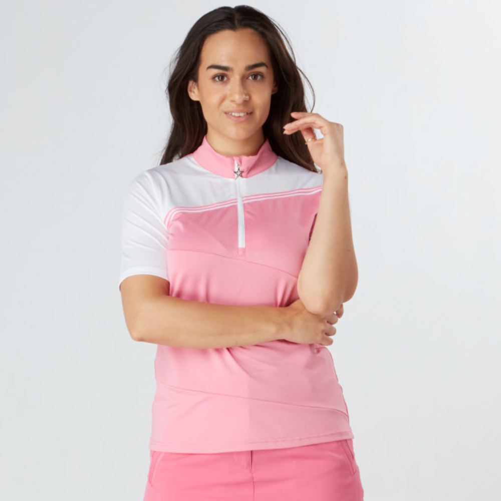 Swing Out Sister Ladies Therese Block Cap Sleeve Golf Polo Shirt