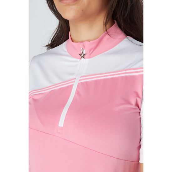 Picture of Swing Out Sister Ladies Therese Block Cap Sleeve Golf Polo Shirt