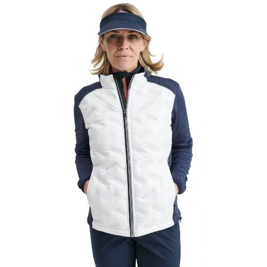 Picture of Abacus Ladies Elgin Hybrid Golf Jacket in White/Navy