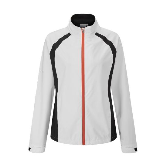 Picture of PING Ladies Freda Waterproof Golf Jacket in White/Black