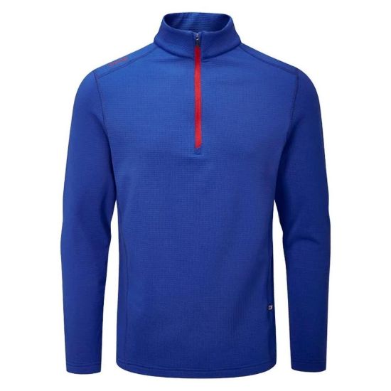 PING Men's Edwin 1/4 Zip Blue Golf Midlayer Front View