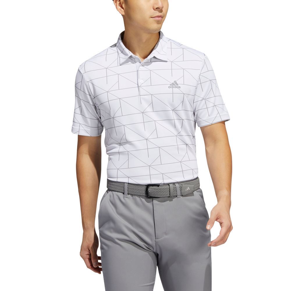 adidas Men's Primegreen Jacquard Lines Golf Polo Shirt