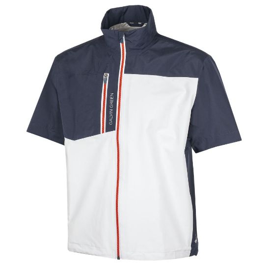 Galvin Green Men's Axl GORE-TEX Waterproof White & Navy Golf Jacket Front View