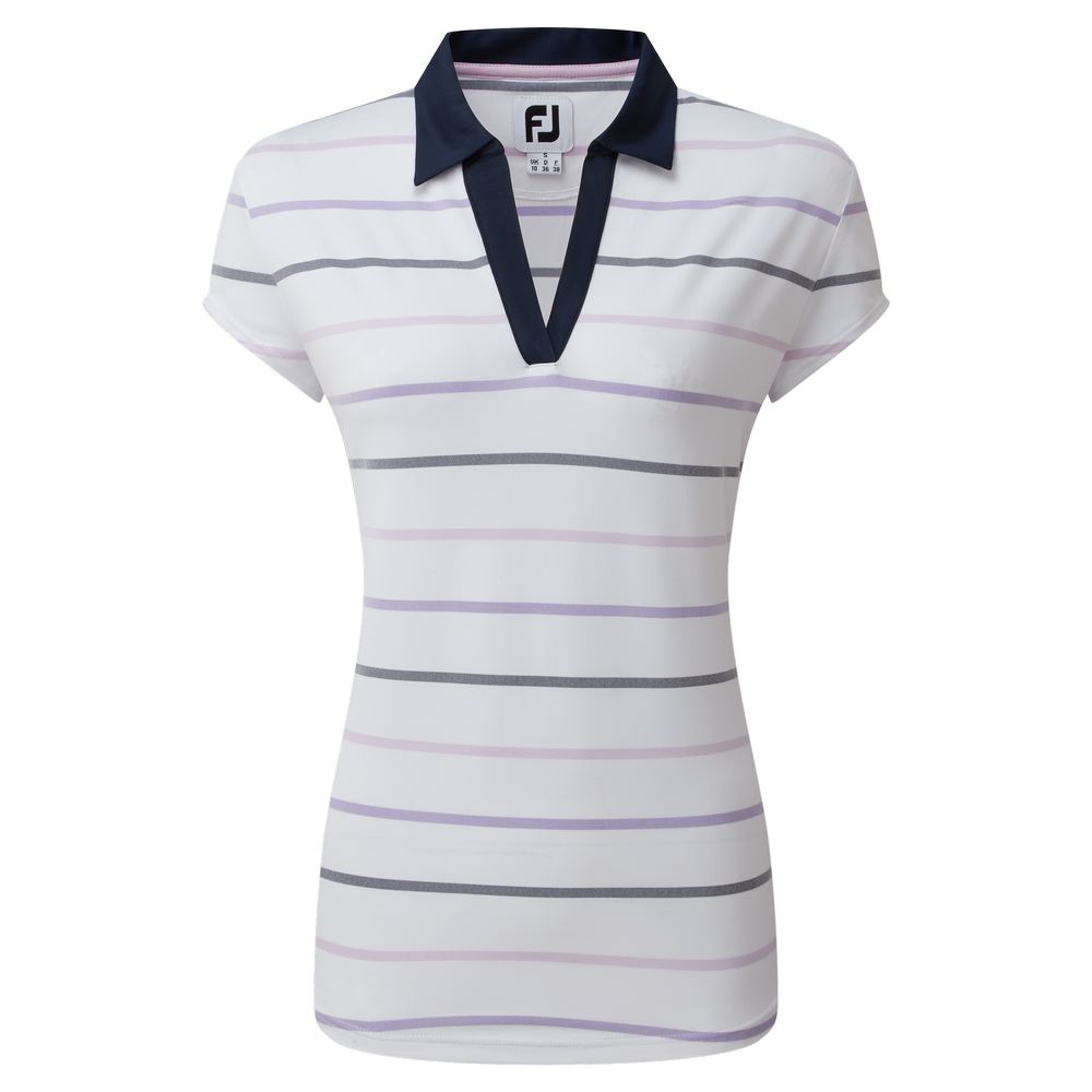 FootJoy Ladies Cap Sleeve Birdseye Stripe Golf Shirt