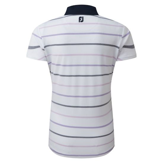 Picture of FootJoy Ladies Cap Sleeve Birdseye Stripe Golf Shirt