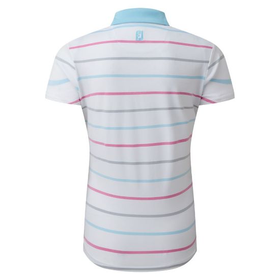 Picture of FootJoy Ladies Cap Sleeve Birdseye Stripe Golf Shirt