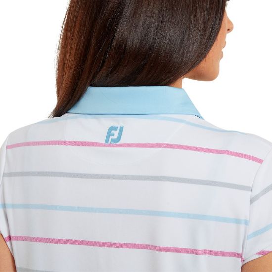 Picture of FootJoy Ladies Cap Sleeve Birdseye Stripe Golf Shirt