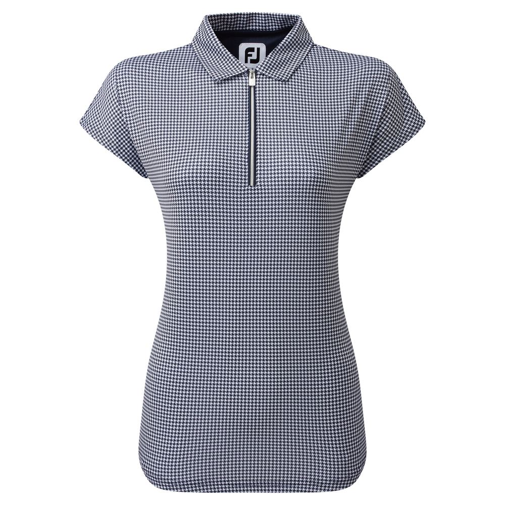 FootJoy Ladies Cap Sleeve Houndstooth Print Golf Polo Shirt