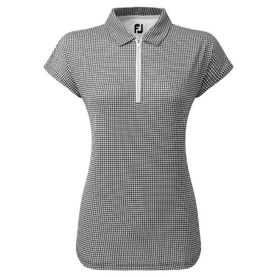 Picture of FootJoy Ladies Cap Sleeve Houndstooth Print Golf Polo Shirt