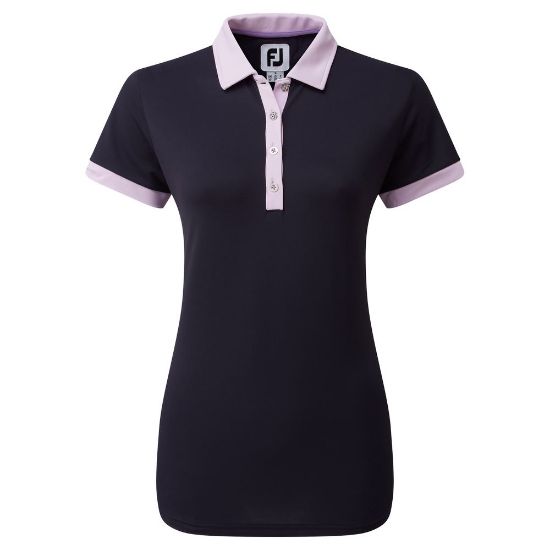 Picture of FootJoy Ladies Colour Block Pique Golf Polo Shirt