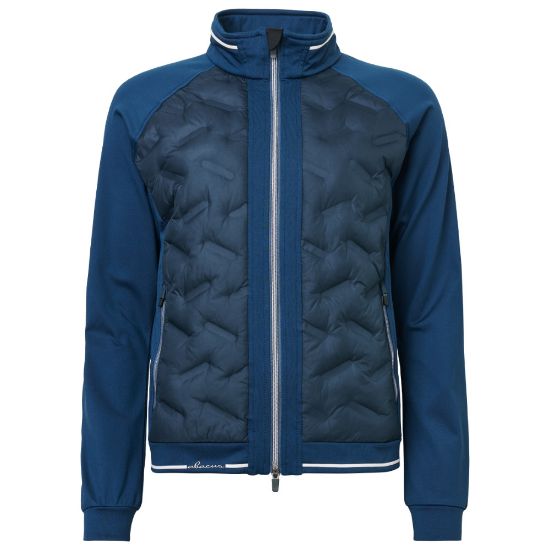 Abacus Ladies Grove Hybrid Peacock Blue Golf Jacket Front View